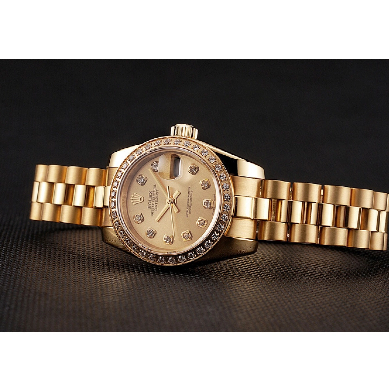 Good copy rolex watches Bracelet Diamond Champagne 1454095 Bezel Gold Rolex Swiss Lady-Datejust Dial 0529